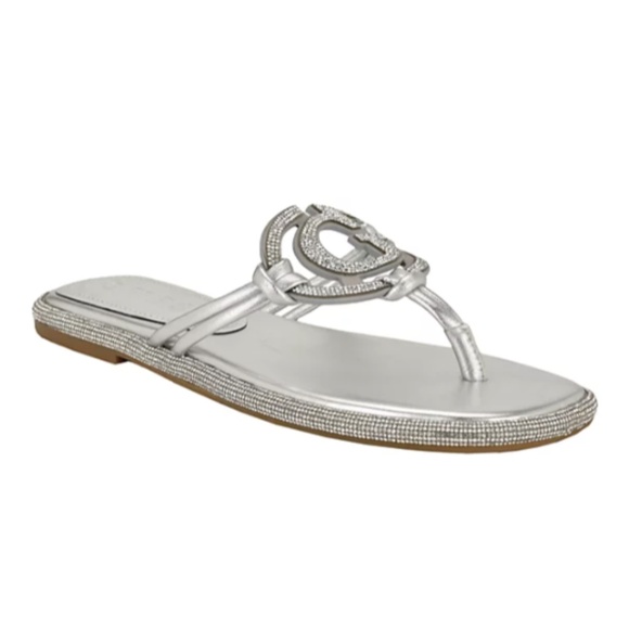 GUESS Saima G Cutout Rhinestone sandals silver metallic crystal rhinestone - 6 - Picture 1 of 12